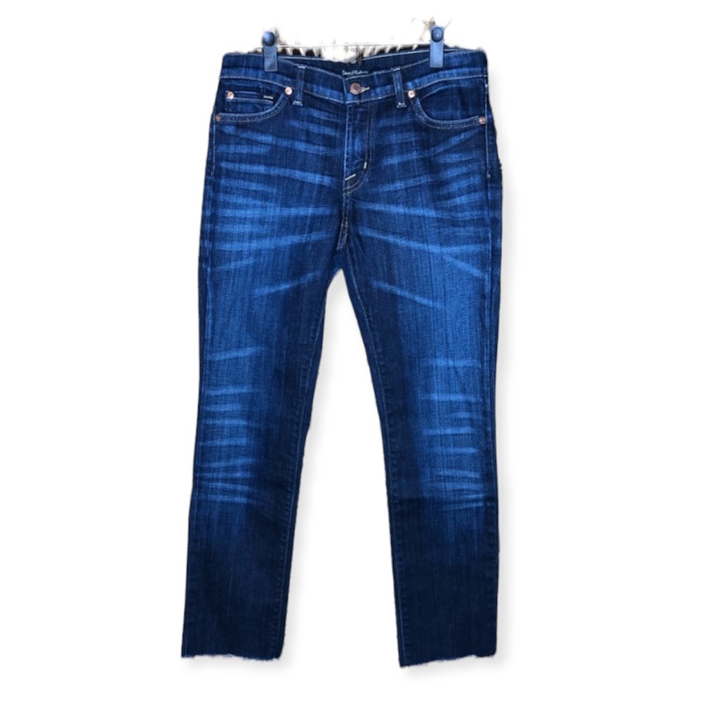 DAVID KAHN Jeans Nikki Straight Leg Whiskered Denim Blue Womens Size 28